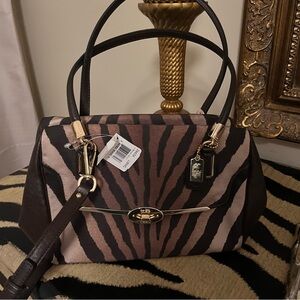 NEW Coach handbag zebra print fabric
